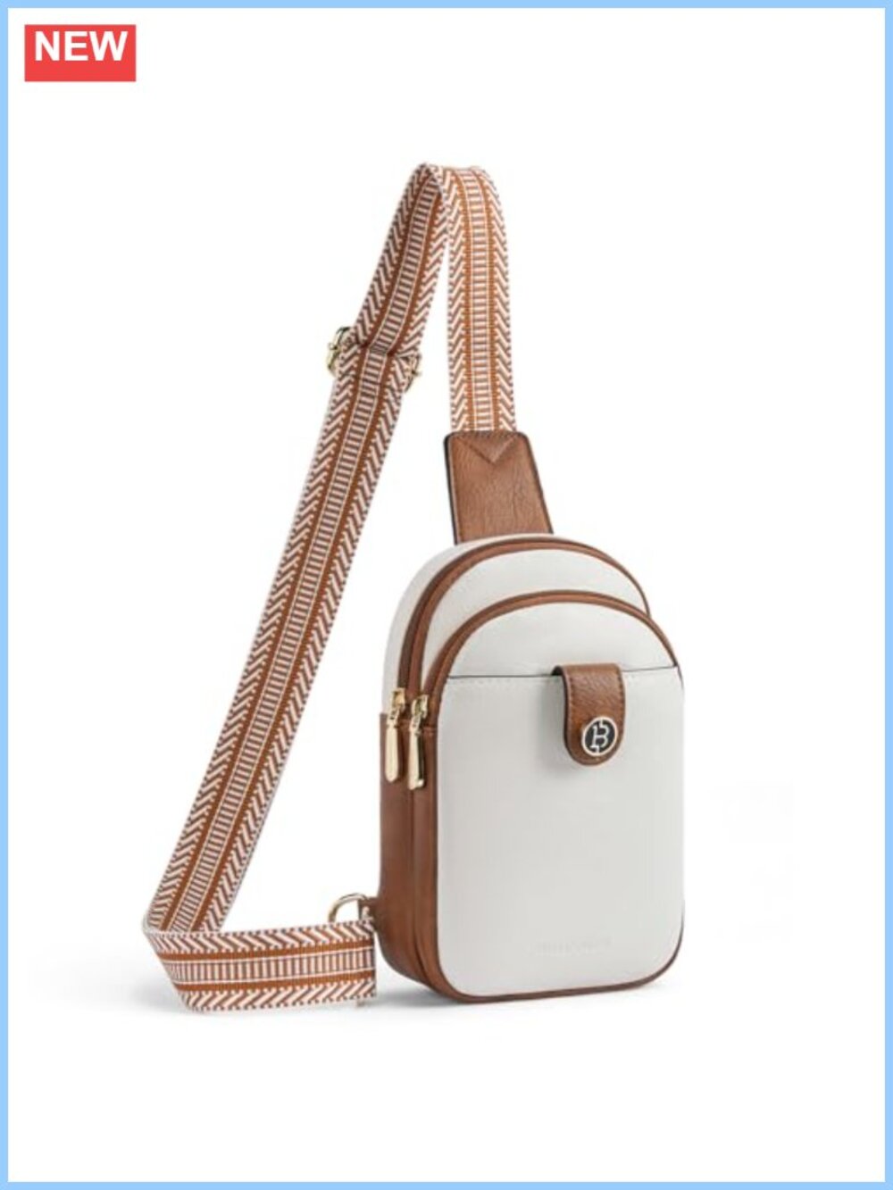 Sling Crossbody Bag Vegan Leather Chest Purse Adjustable Strap Women